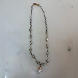 Delicate Vintage Czech Glass Bead Mustard Seed Orb Necklace 15” Mid Century